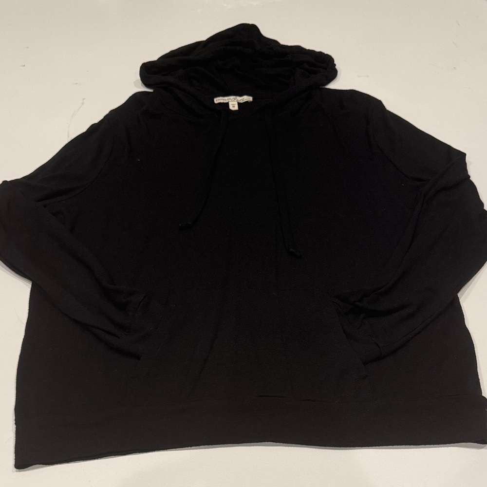 Express Women's Black Long Sleeve Hooded Top
